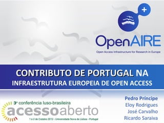 CONTRIBUTO DE PORTUGAL NA
INFRAESTRUTURA EUROPEIA DE OPEN ACCESS
 
