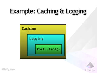 Example: Caching & Logging

    Caching


       Logging


              Post::find()
 