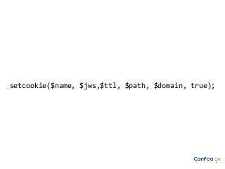 setcookie($name, $jws,$ttl, $path, $domain, true);

 