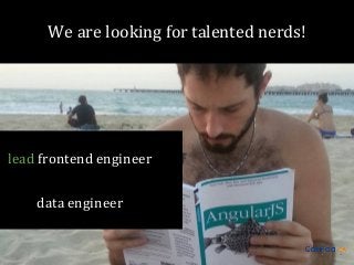We are looking for talented nerds!

lead frontend engineer
data engineer

 