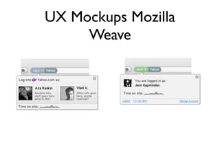 UX Mockups Mozilla
     Weave
 