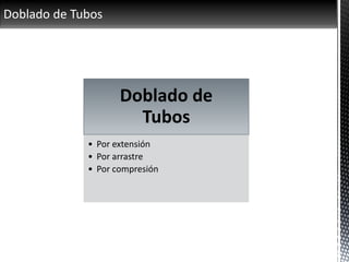 Doblado de Tubos
Doblado de
Tubos
• Por extensión
• Por arrastre
• Por compresión
 