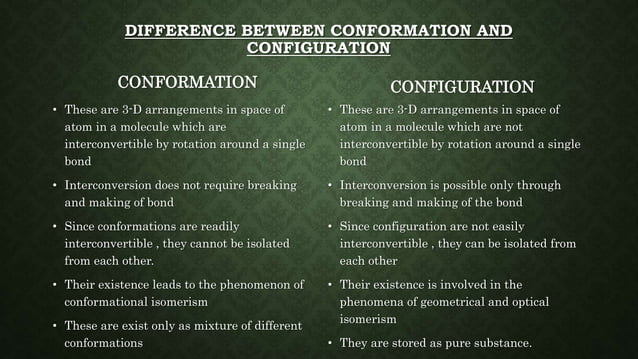 Difference Between Conformation And Configuration Ppt Conformation and configuration sujith