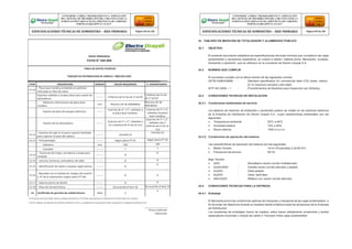 24 TABLERO DE MEDICIÓN DE TOTALIZADOR Y ALUMBRADO PÚBLICO
24.1 OBJETIVO
El presente documento establece las especificaciones técnicas mínimas que cumplieron las cajas
portamedidor y accesorios respectivos, en cuanto a diseño, materia prima, fabricación, pruebas,
transporte y operación, que se utilizaron en la concesión de Electro Ucayali S.A.
24.2 NORMAS QUE CUMPLIR
El suministro cumplió con la última versión de las siguientes normas:
ASTM A366/A366M : Standard specification for commercial steel (CS) sheet, carbon,
(0.15 maximum percent) cold-rolled
NTP ISO 2859 – 1 : Procedimientos de Muestreo para Inspección por Atributos.
24.3 CONDICIONES TECNICAS DE INSTALACION
24.3.1 Condiciones ambientales de servicio
Los tableros de medición de totalizador y alumbrado público se instaló en los sistemas eléctricos
de la Empresa de Distribución de Electro Ucayali S.A., cuyas características ambientales son las
siguientes:
 Temperatura ambiente : 25ºC a 40ºC
 Humedad relativa : 10% a 95%
 Altura máxima : 1000 m.s.n.m.
24.3.2 Condiciones de operación del sistema
Las características de operación del sistema son las siguientes:
 Media Tensión : 10 kV (Proyectado a 22,90 KV)
 Frecuencia de servicio : 60 Hz.
Baja Tensión
 220V : Monofásico neutro corrido multiaterrado.
 3x220/380V : Estrella neutro corrido aterrado y aislado.
 3x220V : Delta aislado.
 2x220V : Delta, Split fase.
 440V/220V : Bifásico con neutro corrido aterrado.
24.4 CONDICIONES TECNICAS PARA LA ENTREGA
24.4.1 Embalaje
(*1) Presentar planos de diseño donde se indique dimensiones, (*2) Tamaño adecuado para la instalación de transformadores de corriente
(*3) Si la categoría de utilización del contactor ofertado es AC-5a, su capacidad fue el equivalente al valor requerido en la categoría de utilización AC-3
Firma y Sello del
Fabricante
El fabricante previo las condiciones óptimas de manipuleo y transporte de las cajas portamedidor, a
fin de evitar los deterioros durante su traslado desde la fábrica hasta los almacenes de la Empresa
de Distribución.
Los recipientes de embalajes fueron de madera, estos fueron sólidamente construidos y tendrá
separadores horizontal y vertical de cartón o Tecnopor entre cajas portamedidor.
CONFORME A OBRA:“MEJORAMIENTO Y AMPLIACIÓN
DEL SISTEMA DE DISTRIBUCIÓN DEL CIRCUITO N2 DE LA
SUBESTACIÓNYARINACOCHA, PROVINCIA DE CORONEL
PORTILLO,REGIÓN UCAYALI”
ESPECIFICACIONES TÉCNICAS DE SUMINISTRO – RED PRIMARIA Página 234 de 336
CONFORME A OBRA:“MEJORAMIENTO Y AMPLIACIÓN
DEL SISTEMA DE DISTRIBUCIÓN DEL CIRCUITO N2 DE LA
SUBESTACIÓNYARINACOCHA, PROVINCIA DE CORONEL
PORTILLO,REGIÓN UCAYALI”
ESPECIFICACIONES TÉCNICAS DE SUMINISTRO – RED PRIMARIA Página 235 de 336
REDES PRIMARIAS
FICHA N° 260-004
TABLA DE DATOS TECNICOS
TABLERO DE DISTRIBUCION DE 250KVA / 380/220-220V
ITEM DESCRIPCION UNIDAD VALOR REQUERIDO V. GARANTIZADO
12.10
- Placa base metálica embebida en poliéster
reforzado en fibra de vidrio
Soportes soldados a la placa base para sostén de
abrazaderas
-------- 2 Platinas de Fo Go de 2”x3/16”
2 Platinas de Fo Go
de 2”x3/16”
Material y dimensiones de placa base
metálica
mm Plancha LAF de 960x860x2
Plancha LAF de
960x860x2
Fijación de placa de equipos eléctricos --------
4 pernos de ¼” x 2”, soldados a
la placa base metálica.
4 pernos de ¼” x 2”,
soldados ala placa
base metálica.
Fijación de las abrazaderas --------
8 pernos de ½” x 2”, soldados a
las 2 platinas de Fo Go (4 c/u)
8 pernos de ½” x 2”,
soldados alas 2
platinas de Fo Go (4
c/u)
12.11
- Ganchos de izaje en la parte superior diseñado
para soportar el peso del tablero
-------- Incluido (2)
Incluido (2)
12.12 - Prensaestopas -------- Según plano PT-01 Según plano PT-01
Diámetro mm 100 100
Cantidad -------- 7 7
12.13
- Puerta de dos hojas, cerraduras y chapa para
candado
-------- Si
Si
12.14 - Letreros, borneras, marcadores de cable -------- Si Si
12.15 - Identificación de cables y equipos según planos -------- Si
Si
12.16
- Rotulado con el símbolo de “peligro de muerte”
y N° de la subestación (según plano PT-04)
-------- Si Si
12.17 - Adjunta planos de diseño -------- Si Si
12.18 - Placa de Características -------- De acuerdo al ítem 10 De acuerdo al ítem 10
13 Certificado de garantía de calidad técnica Años 2
2
 