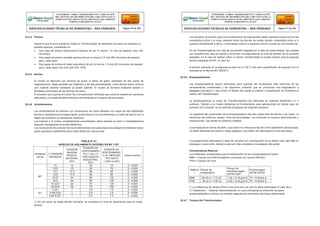 22.4.3 Pintura
Debido a que la zona donde se instalo el Transformador es altamente corrosiva se requiere un
pintado especial, consistente en:
 Una capa de pintura anticorrosiva epóxica de por lo menos 1.5 mils de espesor seco (40
micrones)
 Dos capas de pintura esmalte epóxica de por lo menos 2.5 mils (65 micrones) de espesor
seco, cada capa.
 Dos capas de pintura en base poliuretano de por lo menos 1.0 mils (25 micrones) de espesor
seco, cada capa y de color gris RAL 7035.
22.4.4 Núcleo
El núcleo se fabricará con láminas de acero al silicio de grano orientado de alto grado de
magnetización, bajas pérdidas por histéresis y de alta permeabilidad. Cada lámina debio cubrirse
con material aislante resistente al aceite caliente. El núcleo se formará mediante apilado o
enrollado (encintado) de las láminas de acero.
El armazón que soporta al núcleo fue una estructura reforzada que reúna la resistencia mecánica
adecuada y no presente deformaciones permanentes en ninguna de sus partes.
22.4.5 Arrollamientos
Los arrollamientos se fabrican con conductores de cobre aislados con papel de alta estabilidad
térmica y resistencia al envejecimiento, podrá darse a los arrollamientos un baño de barniz con el
objeto de aumentar su resistencia mecánica.
Las bobinas y el núcleo completamente ensamblados debió secarse al vacío e inmediatamente
después impregnarse de aceite dieléctrico.
Los conductores de conexión de los arrollamientos a los pasa tapas se protegieron mediante tubos-
guías sujetados rígidamente para evitar daños por vibraciones.
Los impulsos de tensión para los arrollamientos de baja tensión deben aplicarse todos los bornes
conectados juntos y la cuba, estando todos los bornes de media tensión conectados entre sí y
puestos directamente a tierra, o conectados entre sí y puestos a tierra a través de una resistencia.
En los Transformadores con más de una tensión asignada en el lado de media tensión, las pruebas
con impulsos tipo rayo se realizó a la tensión correspondiente al nivel de tensión de la conexión
solicitada. En el caso de realizar sobre un mismo Transformador la prueba anterior para la segunda
tensión asignada de MT, el valor de
la tensión aplicada en la segunda prueba fue el 100 % del valor especificado de acuerdo con lo
indicado en la Norma IEC 60076-3.
22.4.6 Empaquetaduras
Las empaquetaduras fueron fabricadas para soportar las condiciones más extremas de las
características ambientales y de operación, evitando que se produzcan una degradación o
desgaste prematuro y que eviten el filtrado del aceite al exterior o penetración de humedad al
interior del Transformador.
La empaquetadura (o junta) de Transformadores fue fabricada en material elastómero (*) o
polímero. Debido a su mayor tendencia al hinchamiento para aplicaciones en donde vaya en
contacto con el aceite, no se admitirá empaques de material neopreno.
La superficie del vulcanizado de la empaquetadura fue lisa y estar libre de estrías o de rayas. La
estructura fue uniforme, pareja y libre de porosidades. Los cordones no tuvieron retorcimientos u
ondulaciones. Las partes no presento rebabas.
Los empaques en forma de perfil, cuyo plano no indique puntas de unión claramente demarcadas,
no debió fabricarse por partes y luego pegados, sino deben ser fabricados en una sola pieza.
TABLA N° 01
NIVELES DE AISLAMIENTO INTERNO EN MT Y BT
Los pegamentos elaborados a base de cauchos sin vulcanización no se deben usar para fijar el
empaque o para unirlo, debido a que son más sensibles a los ataques del aceite.
Características Básicas
Los materiales considerados para la elaboración de las empaquetaduras fueron:
NBR = Caucho Acril-Nitril-Butadieno (conocido con caucho Nitrílico)
FPM = Caucho de Flúor
Materia
l
Rango de
temperatura
Rango de
densidad según
ASTM D297
Dureza según
ASTM D2240
NBR -30 oC a + 115 oC 1,30 + 0,15 g/cm3 70 + 5 Shore A
FPM - 30 oC a +135 oC 2,00 + 0,20 g/cm3 70 + 5 Shore A
(*) En los casos de doble tensión primaria, se considera el nivel de aislamiento para la mayor
tensión.
(**) La diferencia de dureza Shore A de una cara a la otra no debe sobrepasar el valor de 4.
(*) Elastómero. - Material macromolecular el cual a temperatura ambiente recupera
sustancialmente su forma y su tamaño después de removerle una fuerza deformante.
22.4.7 Tanque Del Transformador
CONFORME A OBRA:“MEJORAMIENTO Y AMPLIACIÓN
DEL SISTEMA DE DISTRIBUCIÓN DEL CIRCUITO N2 DE LA
SUBESTACIÓNYARINACOCHA, PROVINCIA DE CORONEL
PORTILLO,REGIÓN UCAYALI”
ESPECIFICACIONES TÉCNICAS DE SUMINISTRO – RED PRIMARIA Página 170 de 336
CONFORME A OBRA:“MEJORAMIENTO Y AMPLIACIÓN
DEL SISTEMA DE DISTRIBUCIÓN DEL CIRCUITO N2 DE LA
SUBESTACIÓNYARINACOCHA, PROVINCIA DE CORONEL
PORTILLO,REGIÓN UCAYALI”
ESPECIFICACIONES TÉCNICAS DE SUMINISTRO – RED PRIMARIA Página 171 de 336
Arrollamie
nto de
(*) TENSIÓN
ASIGNADA
TENSIÓN
MAXIMA
PARA EL
MATERIAL
(KV)
TENSIÓN DE
SOSTENIMIEN
TO (1 min.) A
FRECUENCIA
INDUSTRIAL
(KV)
TENSIÓN DE
SOSTENIMIENT
O AL IMPULSO
TIPO RAYO
1.2/50 us (KV)
Altura (msnm)
MT
10 12 28 75 0 - 4,500
10.5 12 28 75 0 - 4,500
13.2 17.5 38 95 0 - 4,500
13.8 17.5 38 95 0 - 4,500
19.07 24 50 125 0 - 4,500
22.9 24 50 125 0 - 4,500
10-22.9 24 50 125 0 - 4,500
33-22.9 36 70 150 0 - 4,500
BT
0.231 1 2.5 7.5 0 - 4,500
0.46-0.23 1 2.5 7.5 0 - 4,500
0.40-0.231 1 2.5 7.5 0 - 4,500
 