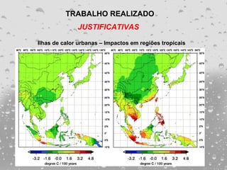 TRABALHO REALIZADO
              JUSTIFICATIVAS

Ilhas de calor urbanas – Impactos em regiões tropicais
 