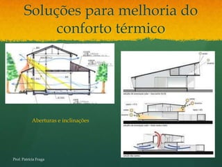 Soluções para melhoria do
            conforto térmico




            Aberturas e inclinações




Prof. Patrícia Fraga
 