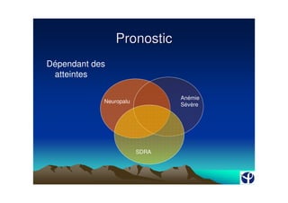 Pronostic
Dépendant des
 atteintes

                               Anémie
            Neuropalu
                               Sévère




                        SDRA
 
