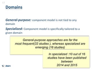 General-purpose: component model is not tied to any
domain
Specialized: Component model is specifically tailored to a
give...