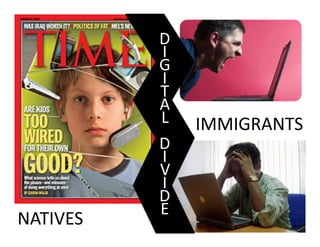 D
              I
              G
              I
              T
              A
              L	
     IMMIGRANTS	
  
              D
              I
              V
              I
              D
              E	
  
NATIVES	
  
 