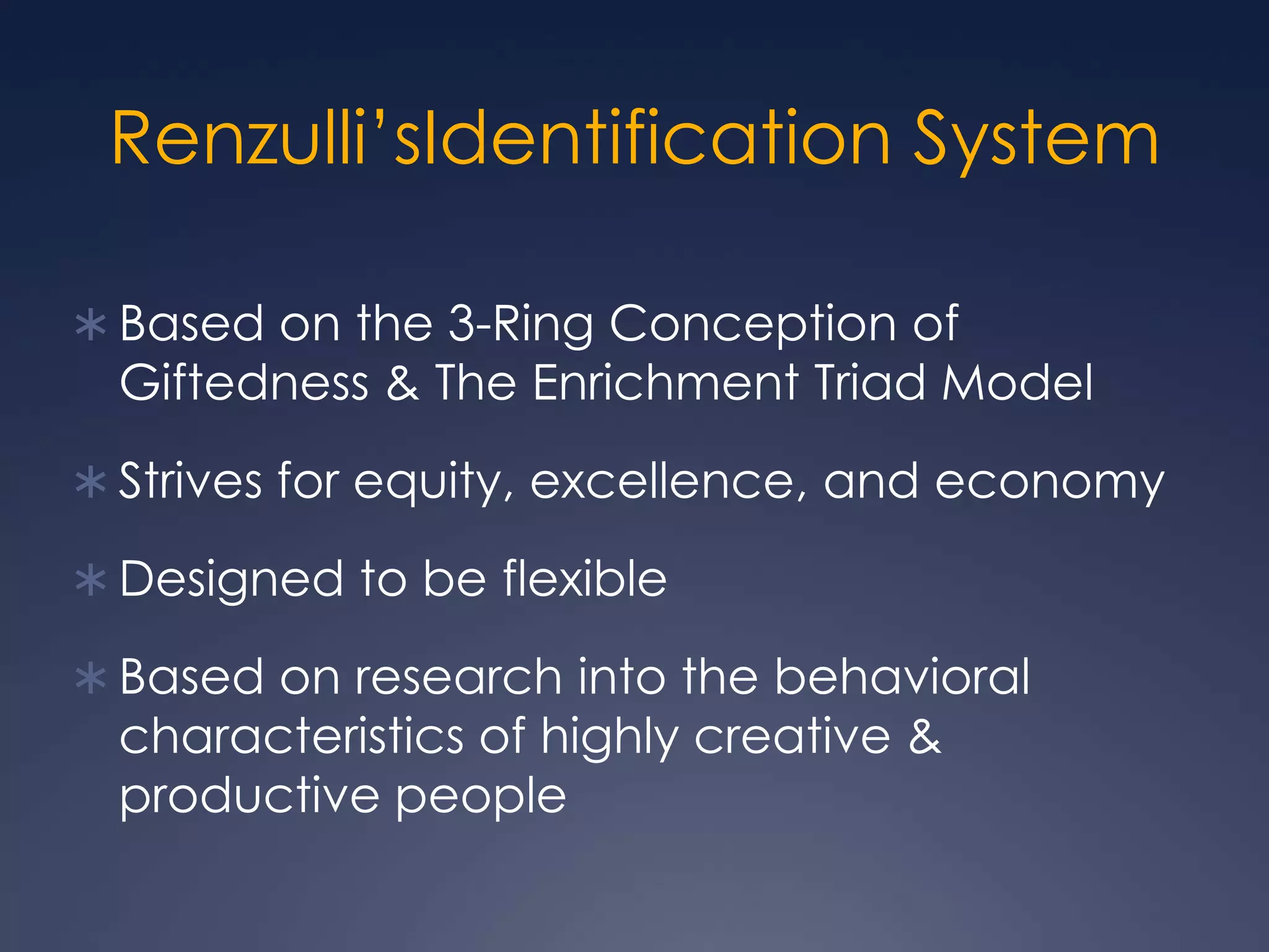 Before Choosing an Identification ModelWhat pedagogical model(s) guides your school’s work?What you do with kids within any grouping or organizational pattern. (e.g. Johns Hopkins, Mentor Connection, SEM)