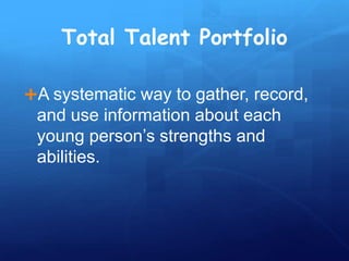 Step 5:Notification & Orientation of ParentsSimilar orientation for students!Not told they are giftedFocus on the opportunities available to develop gifted behaviors