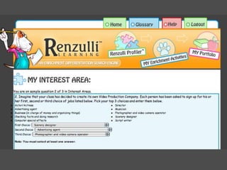 Purpose of Total Talent PortfolioTo use the information as a vehicle for educational, personal, and career counseling and for communicating with parents about the school's talent development opportunities and their child's involvement in them.