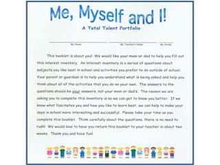 Sample Items…Imagine that you can spend a week job shadowing any person in your community to investigate a career you might like to have in the future.  List the occupations of the persons you would select.1st choice ______________________2nd choice______________________3rd choice ______________________