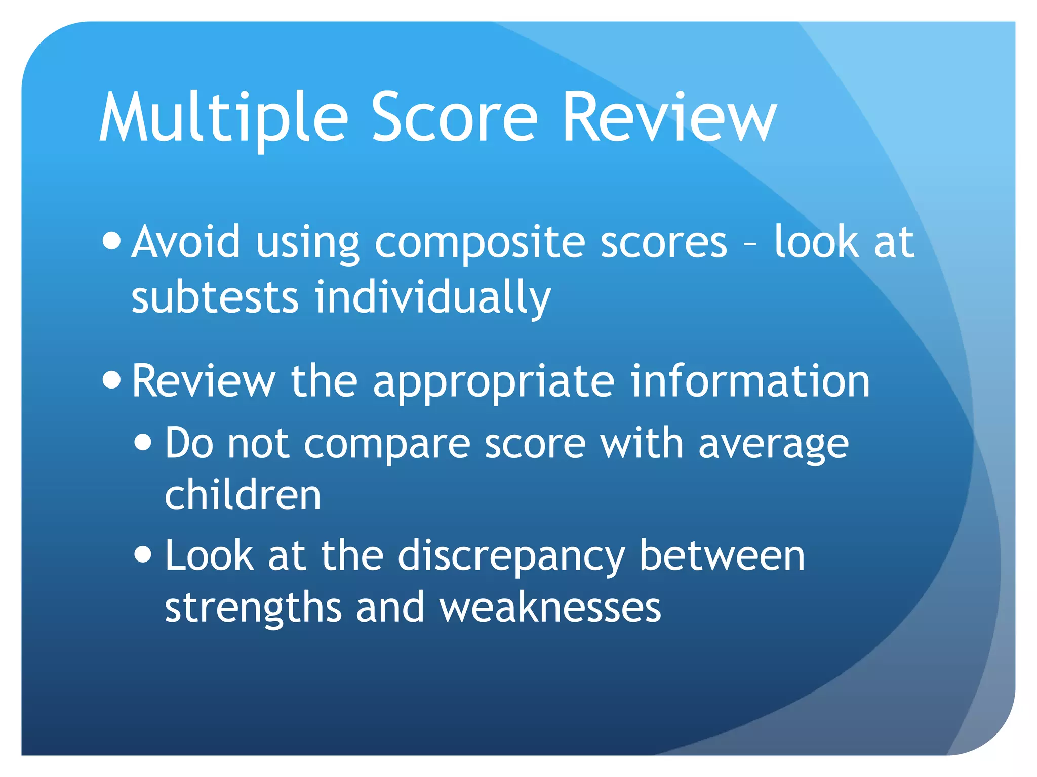 Multiple Norm GroupsSort data again by “opportunity-to-learn” then percentile rank or SASProvides list divided into two groupsIdentifies most talented ELL students and most talented native-speaking students