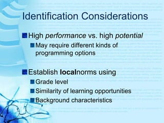 Identification ConsiderationsThere is no perfect identification system!Match identification procedures to the services provided