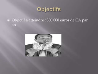 

Objectif à atteindre : 300 000 euros de CA par
an

 