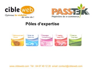 Pôles d’expertise www.cibleweb.com  Tél : 04 67 49 12 20  email :contact@cibleweb.com 
