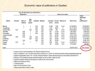 Economic value of pollinators in Quebec 