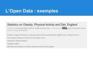 L’Open Data : exemples 
 