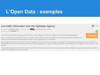 L’Open Data : exemples 
 