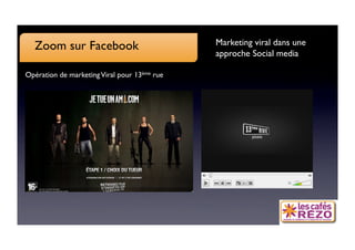 Zoom sur Facebook
                           Marketing viral dans une
                                               approche Social media

Opération de marketing Viral pour 13ème rue
 