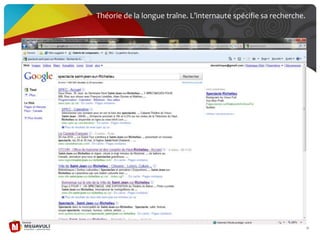 32
Théorie de la longue traîne. L’internaute spécifie sa recherche.
 