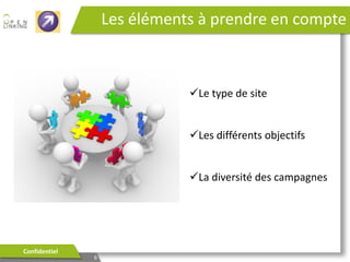 Qu’est ce que l’on souhaite suivre ?
Son audience ?

La provenance ?

Interactions sociales ?

Le Chiffre d‘Affaires ?

Confidentiel

6

 