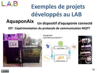 AquaponAix Un dispositif d’aquaponie connecté
IOT : Expérimentation du protocole de communication MQTT
56
Exemples de projets
développés au LAB
 
