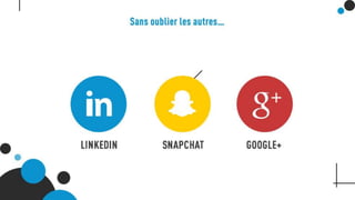 Linkedin, Snapchat, Google+ (logo)
Sans oublier les autres…
 