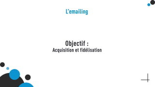 L’emailing
Objectif : Acquisition et fidélisation
 