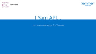 I Yam API…
…to create new Apps for Yammer.
 