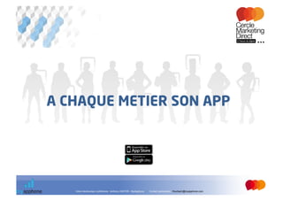 A CHAQUE METIER SON APP




   Votre interlocuteur conférence : Anthony GINTER - MyApphone   Contact partenaires : fmurbach@myapphone.com
 