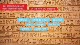 signaux
vues
temps de lecture
partages feedbacks
contenus
Les algorithmes sont
donc indéchiffrables ? En fait, non. Ou presque.
author rankaffinité
 