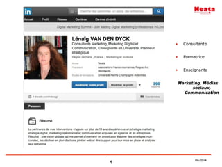 4
• Consultante
• Formatrice
• Enseignante
Marketing, Médias
sociaux,
Communication
Mai 2014
 