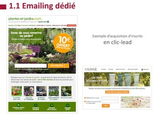 1.1 Emailing dédié
Exemple d’acquisition d’inscrits
en clic-lead
 