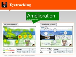 Eyetracking


                                      Amélioration
                                      de la navigation par :




Salon e-Commerce Paris 2012 - The e-Commerce Academy
 