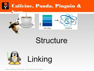 Caffeine, Panda, Pinguin & Serp




                                          Structure

                               Linking
Salon e-Commerce Paris 2012 - The e-Commerce Academy
 