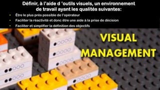 Définir, à l’aide d ’outils visuels, un environnement
de travail ayant les qualités suivantes:
• Faciliter et simplifier la définition des objectifs
• Faciliter la réactivité et donc être une aide à la prise de décision
• Être le plus près possible de l’opérateur
 