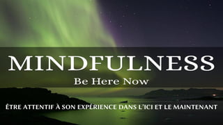 ÊTRE ATTENTIF À SON EXPÉRIENCE DANS L’ICI ET LE MAINTENANT
 