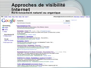 Approches de visibilité Internet Référencement naturel ou organique 