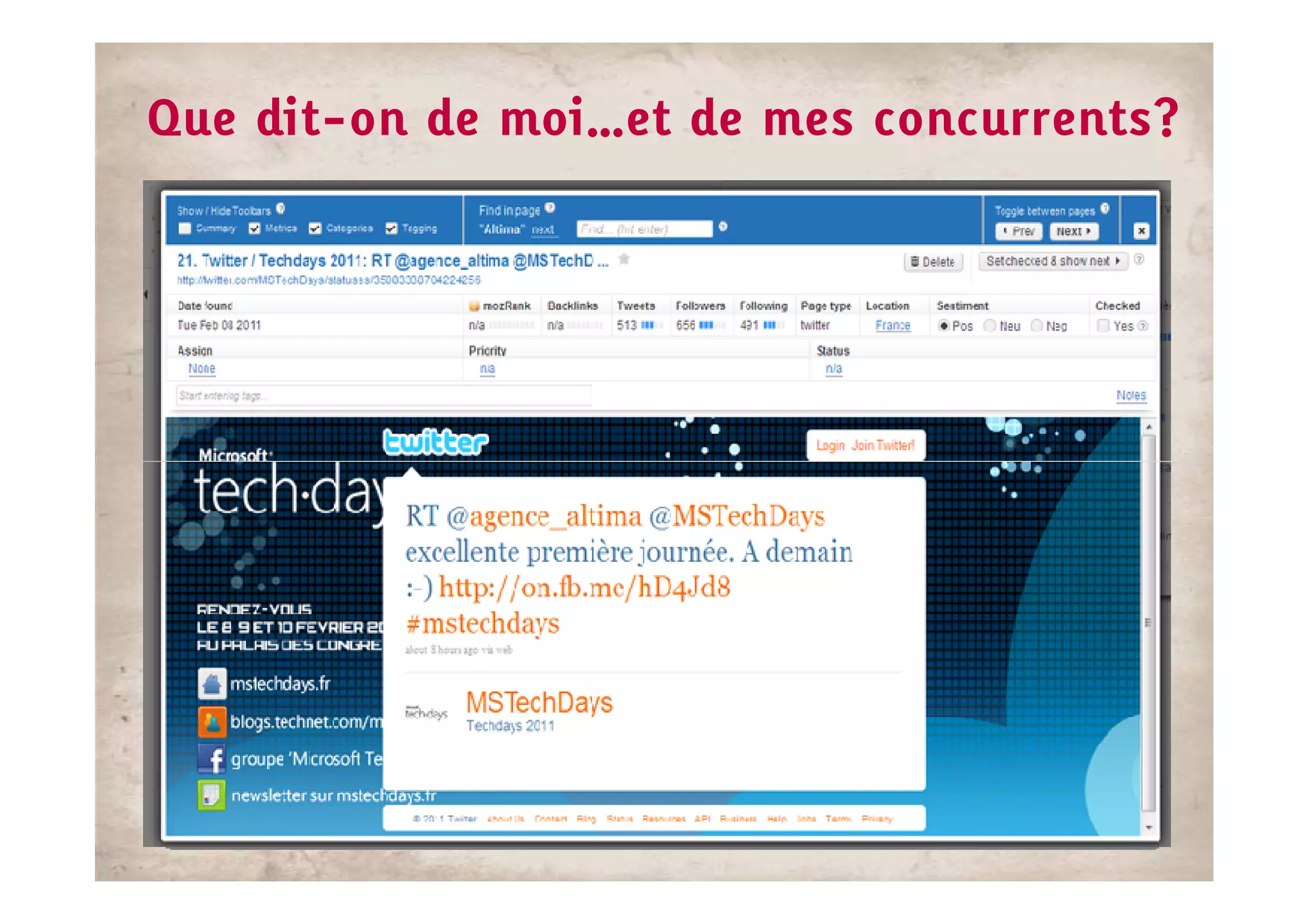 Que dit-on de moi…et de mes concurrents?
 