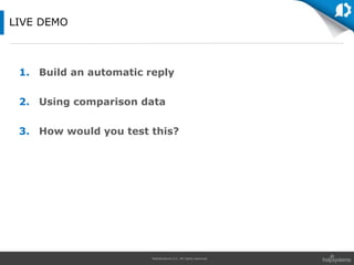 HelpSystems LLC. All rights reserved.
1. Build an automatic reply
2. Using comparison data
3. How would you test this?
LIVE DEMO
 