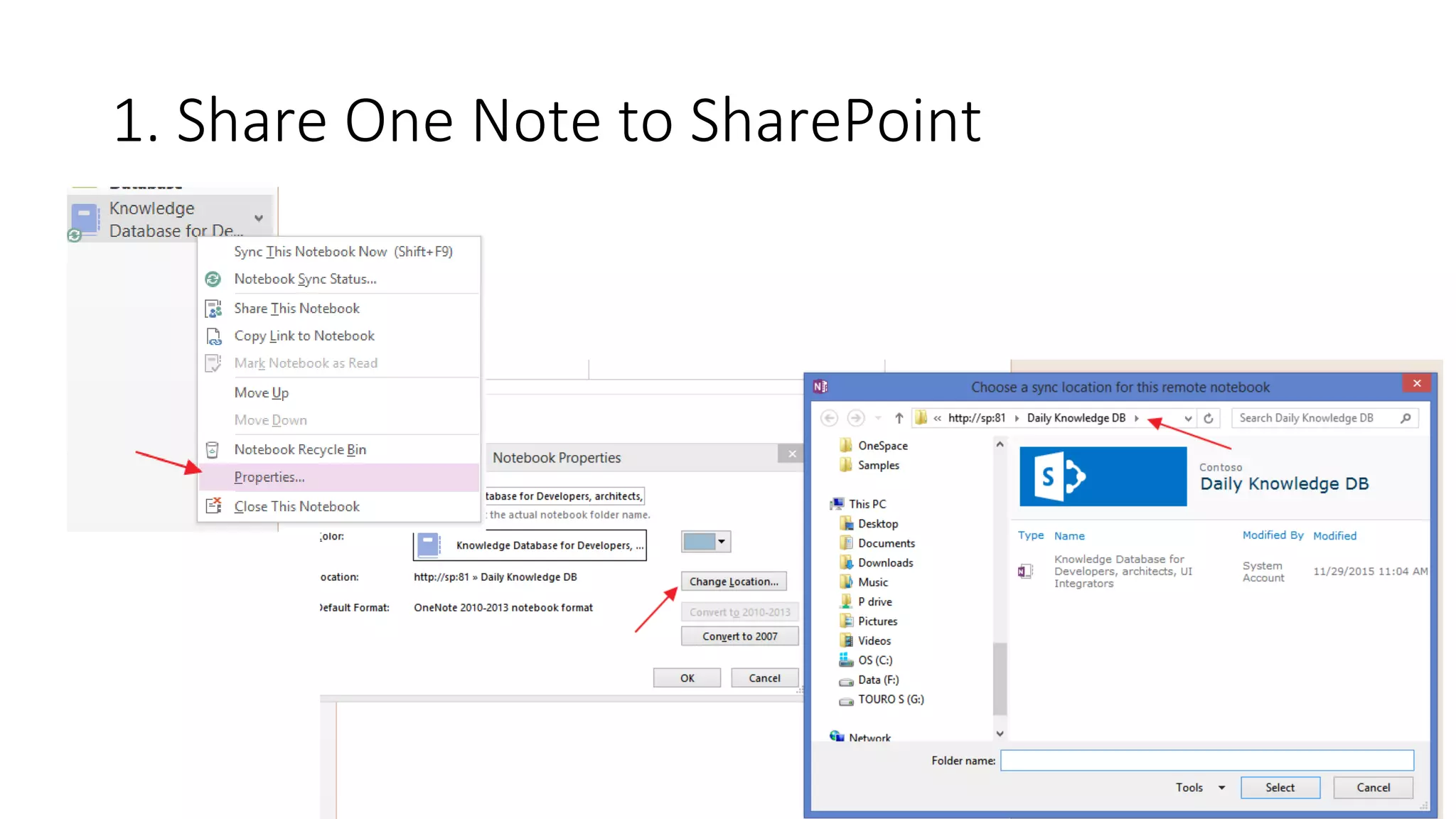 1. Share One Note to SharePoint
 