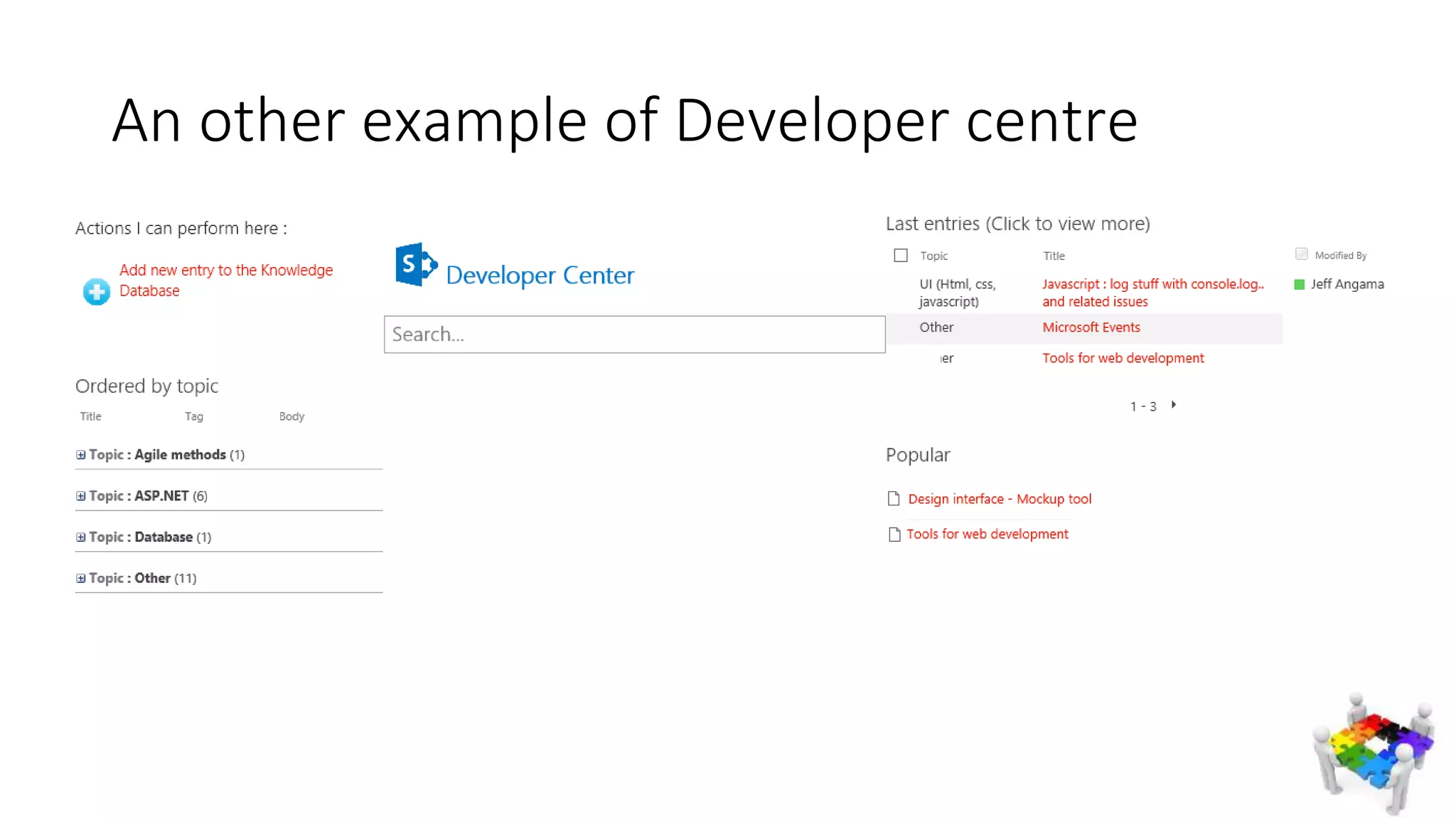 An other example of Developer centre
 