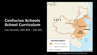 Confucius Schools
School Curriculum
Han Dynasty (206 BCE - 220 AD)
https://www.ancient.eu/Confucius/
 