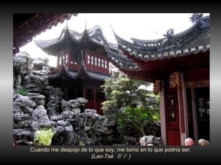 Cuando me despojo de lo que soy, me torno en lo que podr í a ser.  (Lao-Tsé  老子 )  