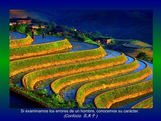 Si examinamos los errores de un hombre, conocemos su carácter.  (Confúcio  孔夫子 ) 