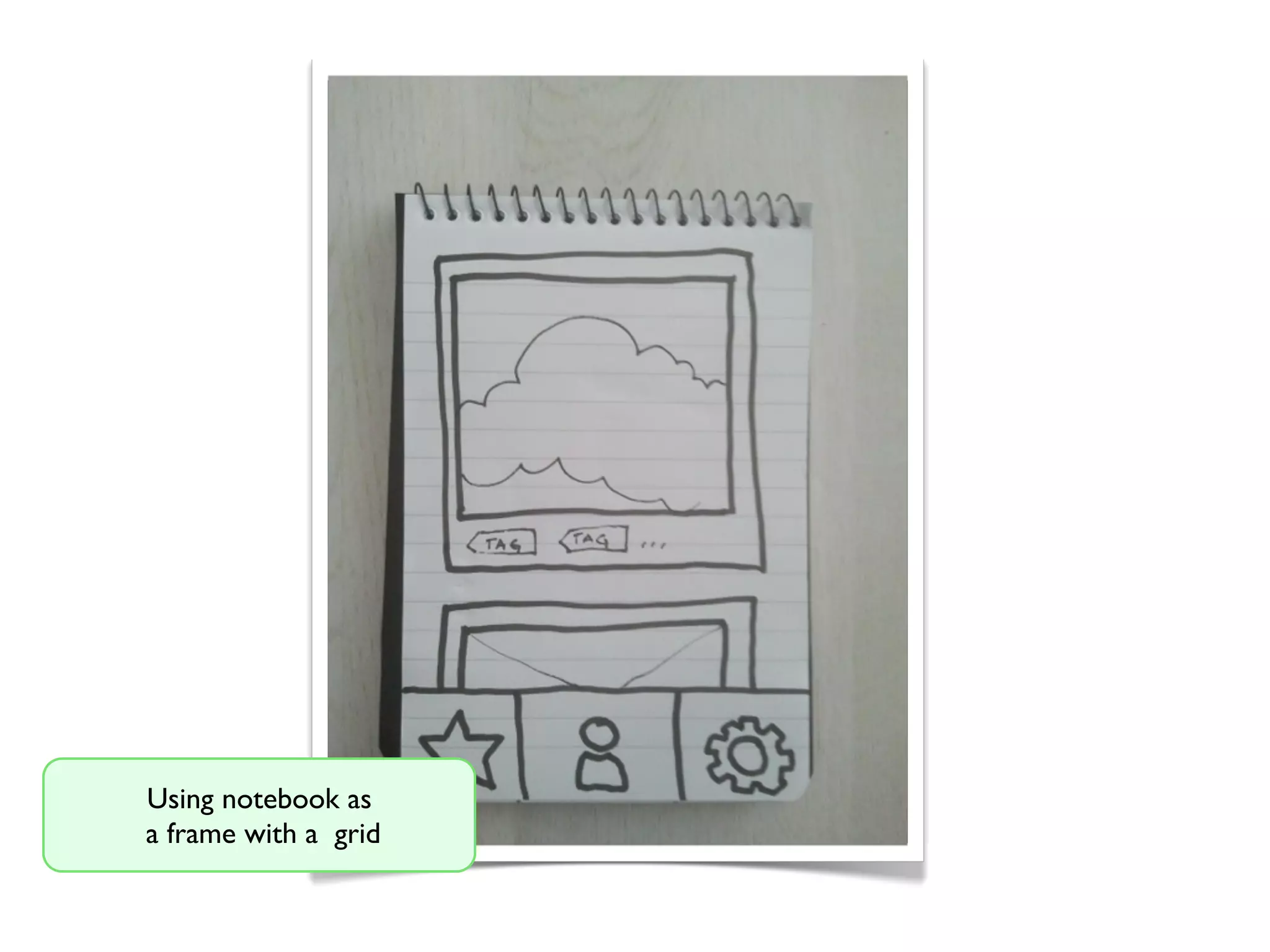 Using notebook as
a frame with a grid
 