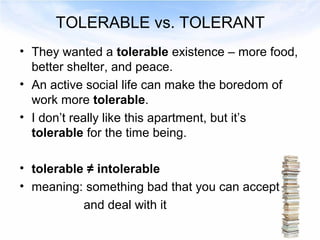Toleratable Words easily confused in English | PPT